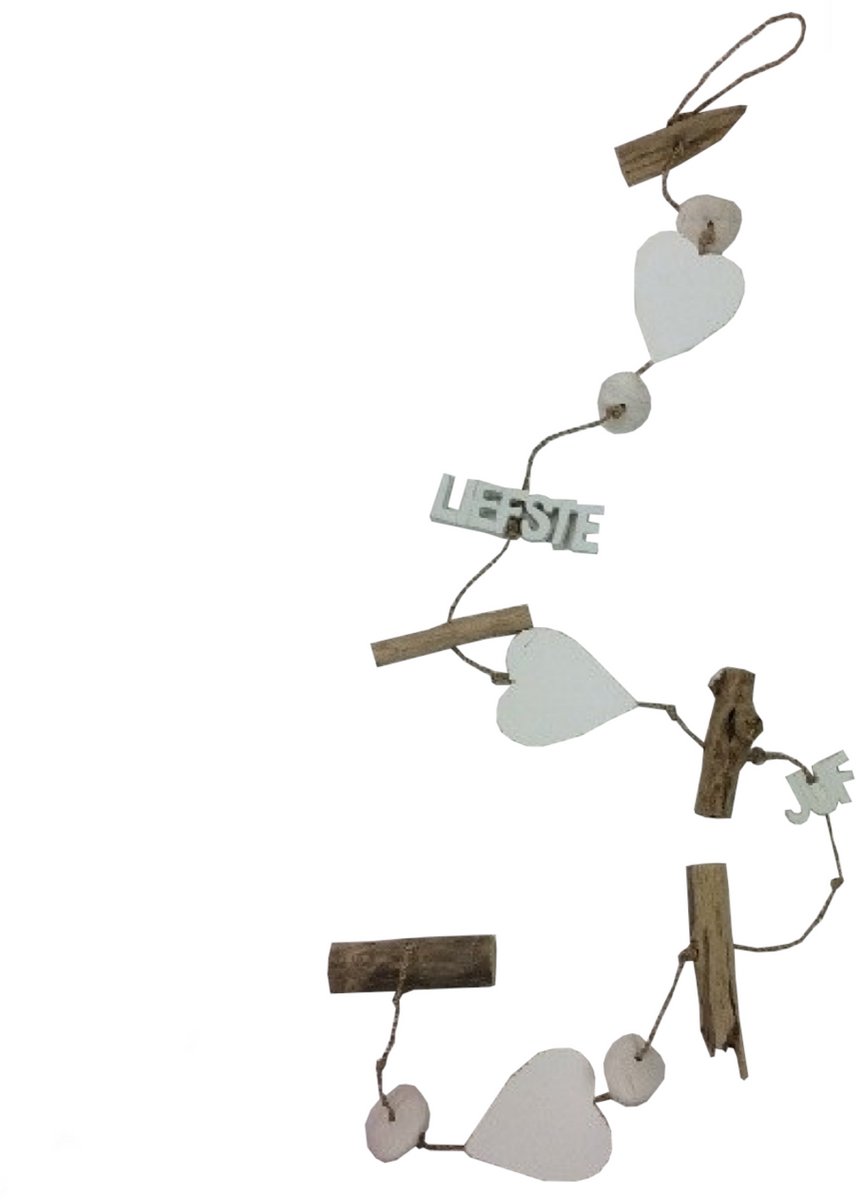 Cotton Counts - Decoratie slinger - Voor de liefste juf- Met 3 harten - Lengte 1m