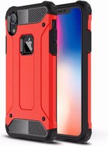 Mobiq Rugged Armor Case iPhone XR | Stevige back cover | TPU en Polycarbonaat | Stoer ontwerp | Schokbestendig hoesje Apple iPhone XR (6.1 inch) - Rood | Rood
