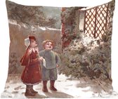 Sierkussen - Portret Kerst Winter Vintage - Multicolor - 45 Cm X 45 Cm
