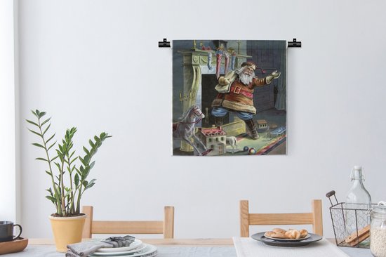 Tenture murale - Tissu mural - Retro Santa - Noël - 60x60 cm - Tapisserie