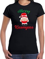 Merry kissmyass fout Kerst t-shirt - zwart - dames - Kerst t-shirt / Kerst outfit XL