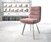Gestoffeerde-stoel Abelia-Flex 4-Fuß oval roestvrij staal fluweel rosé