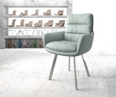 Gestoffeerde-stoel Abelia-Flex met armleuning 4-Fuß oval roestvrij staal stripes mint