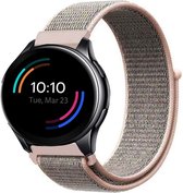 Nylon Smartwatch bandje - Geschikt voor  OnePlus Watch nylon bandje - pink sand - Strap-it Horlogeband / Polsband / Armband