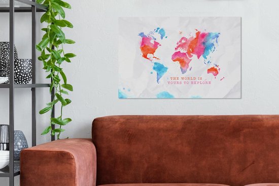 Décoration murale Carte - Monde - Proverbes - Toile - 90x60 cm