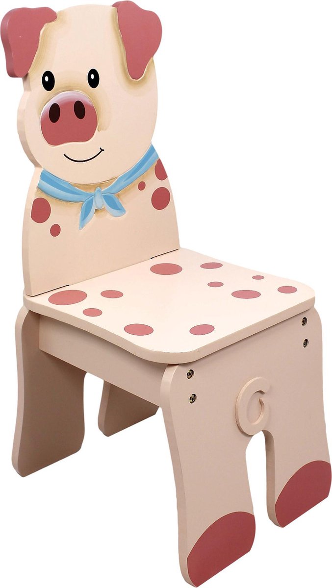 Teamson Kids Houten stoel in de vorm van een varken (geen tafel) voor kinderen en peuters TD-11324A2C