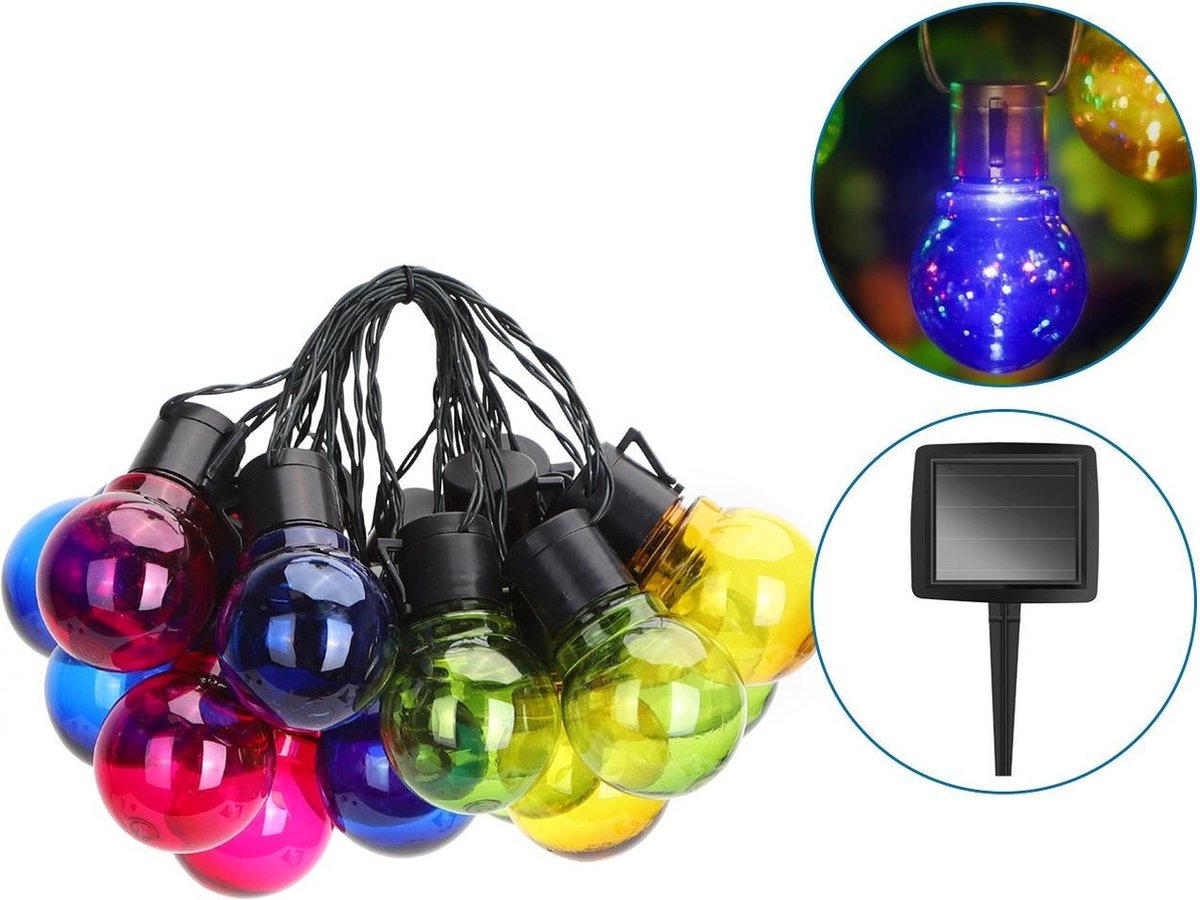 5.8m LED Prikkabel RGB - String Light - 20 RGB LEDs - Zonne-energie
