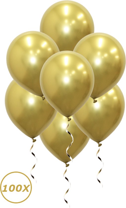 Gouden Helium Ballonnen 2022 NYE Verjaardag Versiering Feest Versiering Ballon Chrome Goud Luxe Decoratie - 100 Stuks