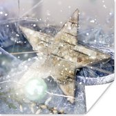 Poster Een kerstster met ijzel - 75x75 cm - Kerstmis Decoratie - Kerstversiering - Kerstdecoratie Woonkamer - Kerstversiering - Kerstdecoratie voor binnen - Kerstmis