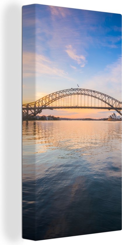 Canvas Schilderij Sydney Harbour Bridge in de avond in Australië - 40x80 cm - Wanddecoratie