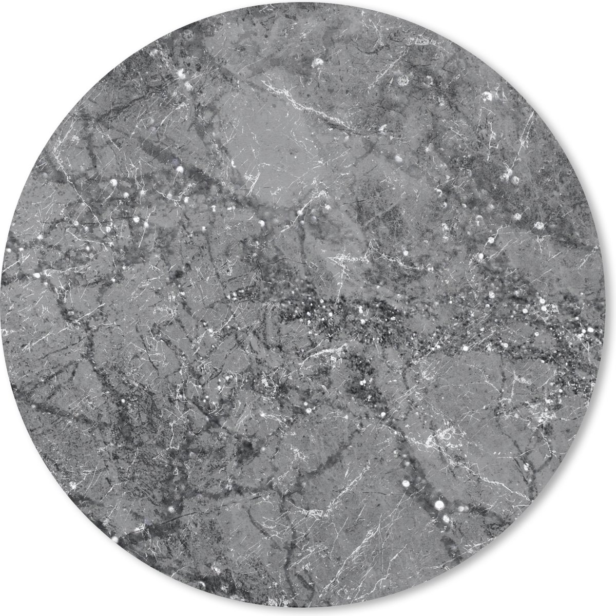 Muismat rond 30x30 cm - Mousepad Marmer - Grijs - Luxe - Ronde muismatten