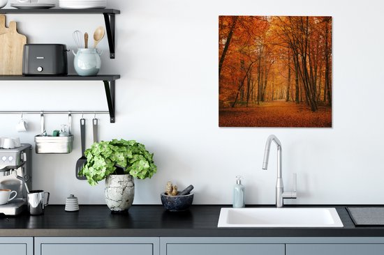 Tableau sur toile Une forêt aux couleurs automnales - 50x50 cm - Décoration murale
