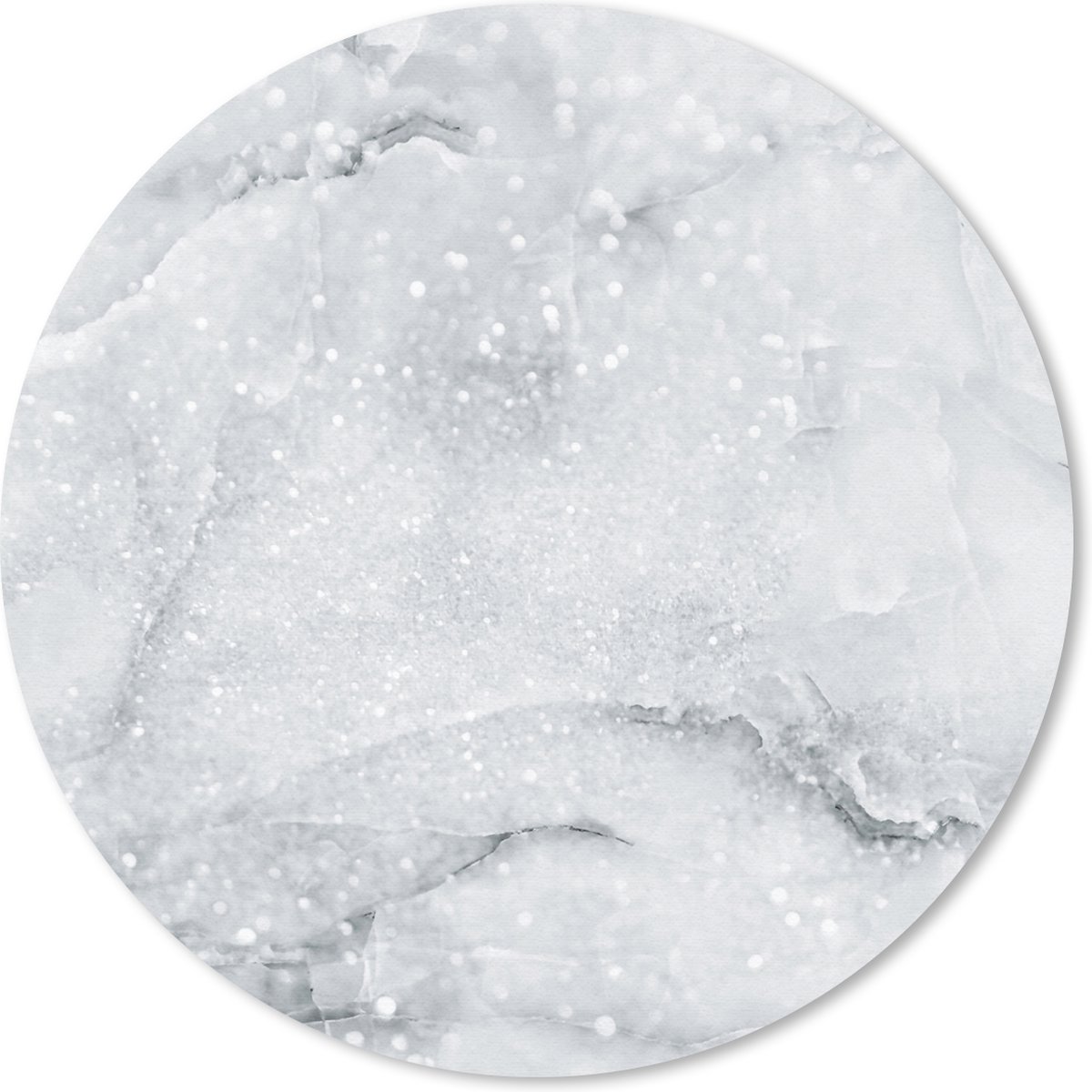 Muismat rond 20x20 cm - Mousepad Marmer - Glitter - Grijs - Ronde muismatten