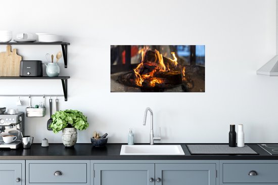 Affiche Une Cheminée Brûlante - 80x40 cm