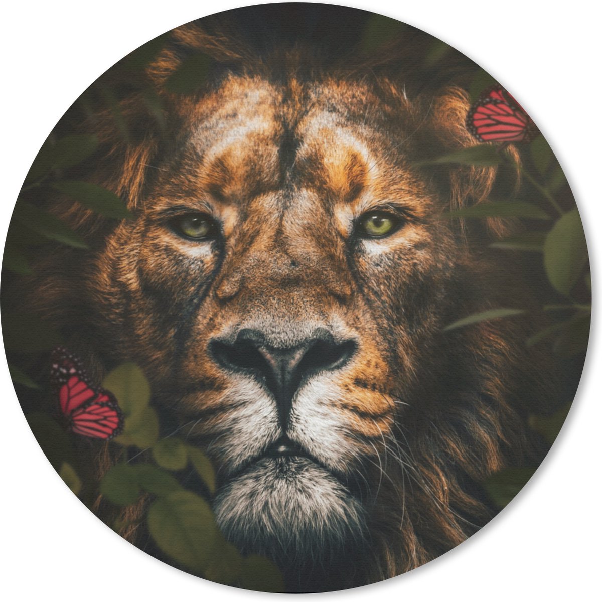 Muismat rond 30x30 cm - Mousepad Vlinder - Leeuw - Planten - Ronde muismatten