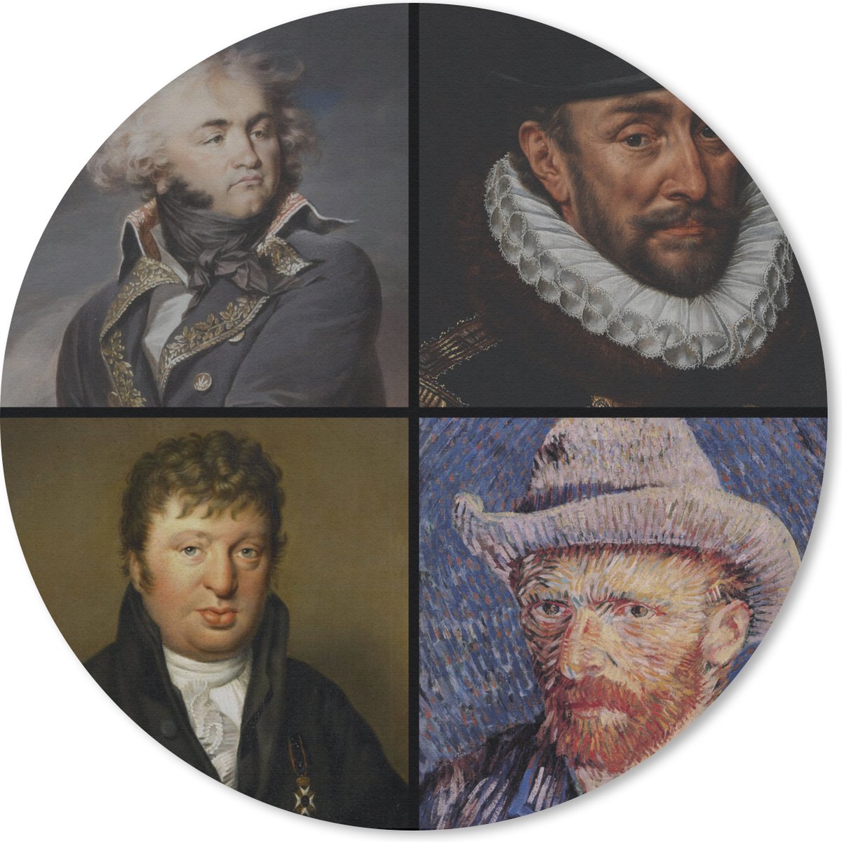 Muismat rond 30x30 cm - Mousepad Collage - Oude meesters - Schilderij - Ronde muismatten