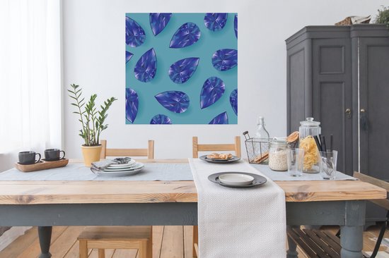 Affiche une illustration de pierres précieuses bleu foncé 100x100 cm - Tirage photo sur Poster (décoration murale salon / chambre) / Poster Stone