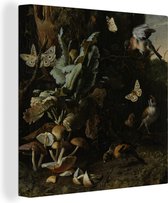 Toile Peinture Animaux et Plantes - Peinture de Melchior d'Hondecoeter - 20x20 cm - Décoration murale