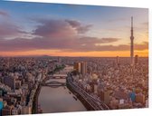Kleurrijke scene van de skyline van Tokio bij zonsopkomst - Foto op Dibond - 90 x 60 cm