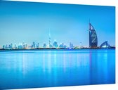 Het Burj Al Arab hotel en de skyline van Dubai - Foto op Dibond - 90 x 60 cm