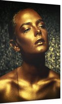 Gouden vrouw op gouden achtergrond,  - Foto op Dibond - 40 x 60 cm