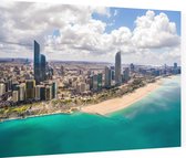 Aerial skyline en kustlijn van Abu Dhabi stad - Foto op Dibond - 40 x 30 cm