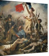 De vrijheid leidt het volk, Eugène Delacroix - Foto op Dibond - 60 x 60 cm