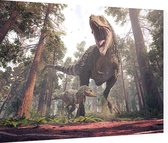 Dinosaurus T-Rex moederliefde - Foto op Dibond - 40 x 30 cm
