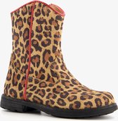 TwoDay leren meisjes enkellaarsjes luipaardprint - Bruin - Maat 29 - Echt leer - Uitneembare zool