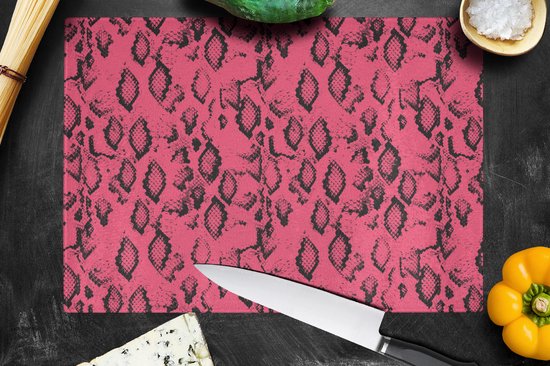 Planche à Découper en Verres - 39x28 - Imprimé Serpent - Rose - Zwart - Glas à Planches à découper