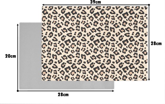 Planche à découper en Verres - 39 x 28 - imprimé panthère - Wit - rose - Planches à découper en Glas