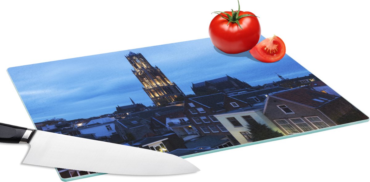 Glazen Snijplank - 39x28 - Utrecht - Domtoren - Licht - Snijplanken Glas