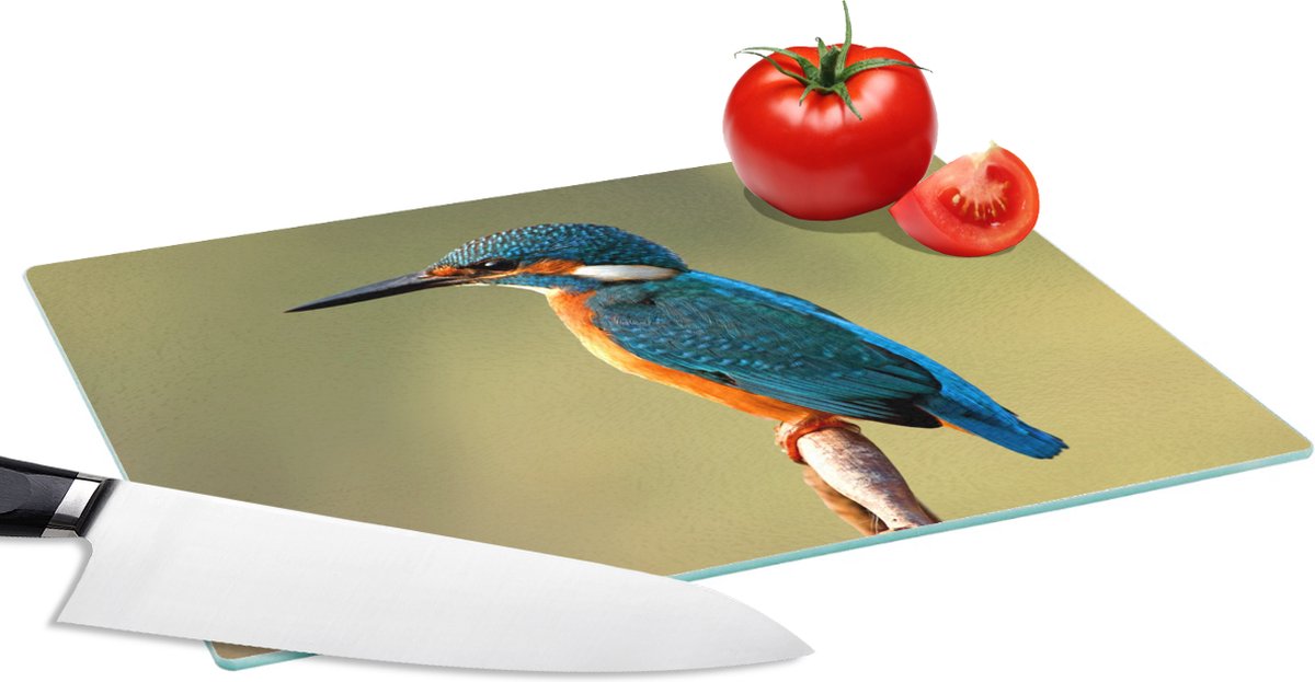 Glazen Snijplank - 28x20 - IJsvogel - Tak - Dieren - Snijplanken Glas