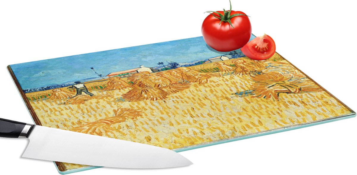 Glazen Snijplank - 39x28 - Oogst in de Provence - Vincent van Gogh - Snijplanken Glas