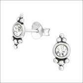 Aramat jewels ® - Keltische zilveren oorbellen bolletjes transparant 925 zilver 9x4mm geoxideerd