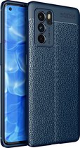 Oppo Reno6 Pro Hoesje, MobyDefend TPU Gelcase, Lederlook, Navy Blauw | GSM Hoesje / Telefoonhoesje Geschikt Voor: Oppo Reno6 Pro