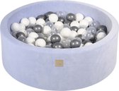 Ronde ballenbak VELVET 90x30 - Baby Blauw incl 200 ballen - Wit, Zilver, Transparant | Ballenbakje.nl