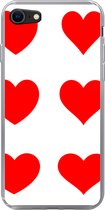 Geschikt voor iPhone 8 hoesje - Een illustratie met negen rode hartjes - Siliconen Telefoonhoesje