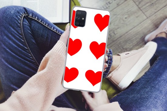 Coque Samsung Galaxy A71 - Une illustration avec neuf coeurs rouges - Coque en Siliconen pour téléphone