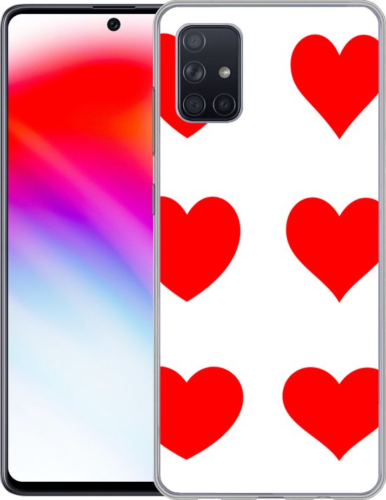 Coque Samsung Galaxy A71 - Une illustration avec neuf coeurs rouges - Coque en Siliconen pour téléphone