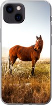 Geschikt voor iPhone 13 mini hoesje - Paard - Weiland - Australië - Siliconen Telefoonhoesje