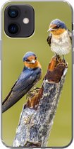 Telefoonhoesje Geschikt voor iPhone 12 hoesje - Vogels - Tak - Portret - Siliconen Telefoonhoesje