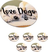 Onderzetters voor glazen - Rond - Quotes - Spreuken - Hond - Love dogs - 10x10 cm - Glasonderzetters - 6 stuks