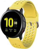 Siliconen Smartwatch bandje - Geschikt voor  Samsung Galaxy Watch Active siliconen bandje met gaatjes - geel - Horlogeband / Polsband / Armband