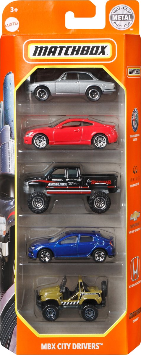 Matchbox Set met 5 auto's - Raceauto's - speelgoedauto