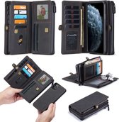 CaseMe Multi Wallet iPhone 11 Pro Max hoesje zwart - Wallet - ruimte voor 10+ pasjes - extra ritsvak