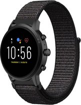 Nylon Smartwatch bandje - Geschikt voor  Fossil Gen 5 nylon band - zwart - Strap-it Horlogeband / Polsband / Armband