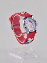 Horloge Hello Kitty rood - wit + extra batterij + doosje