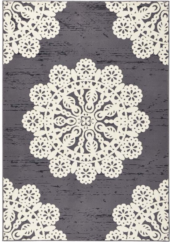 Tapis moderne Dentelle - gris / crème 80x150 cm