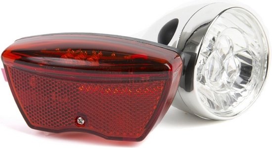 Ikzilight Retro fietslampenset - chroom - 3x LED voor - 5x LED achter - batterijvoeding - zichtbaarheid tot 800m — afbeelding 5
